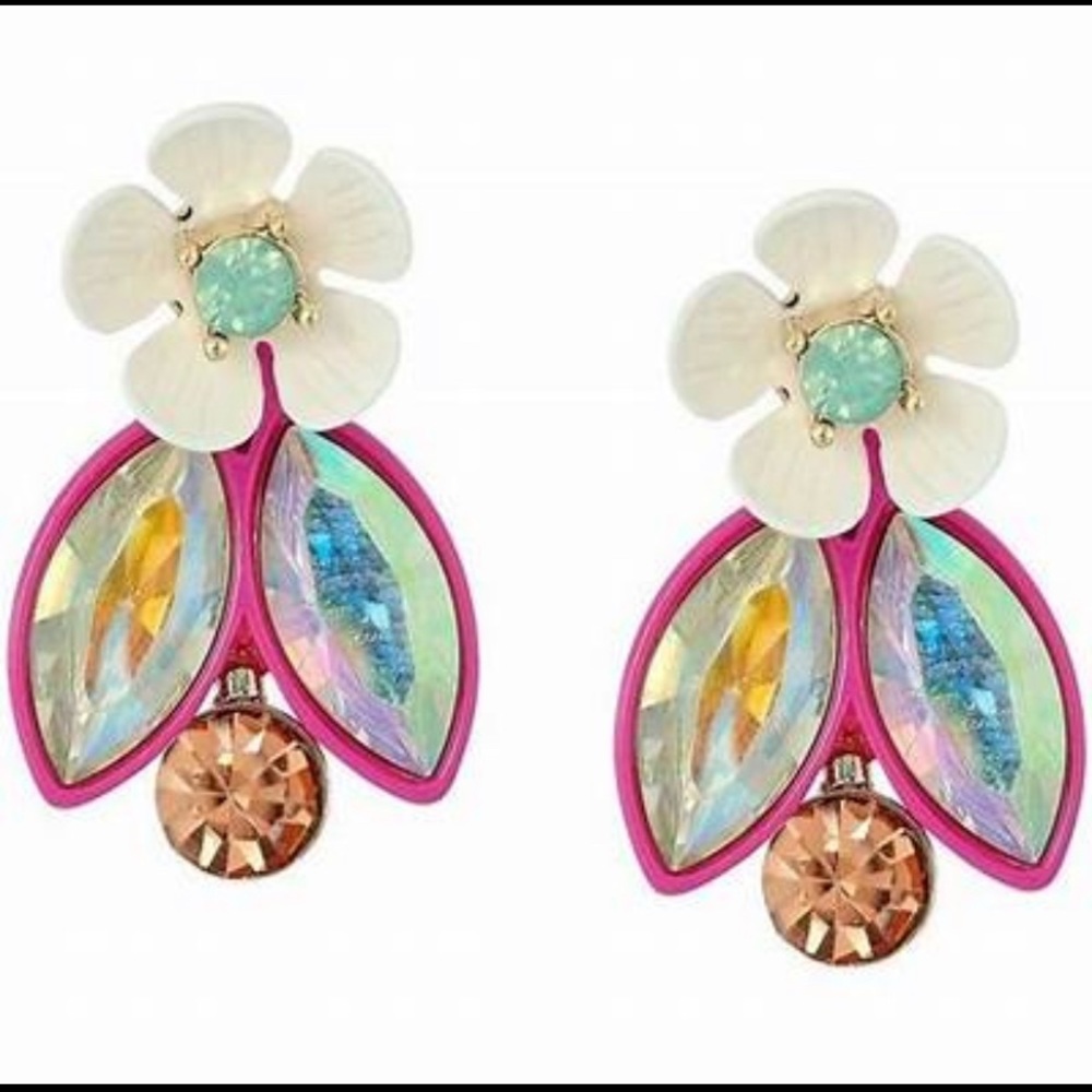 Betsey Johnson Flower Crystal Convertible Earrings